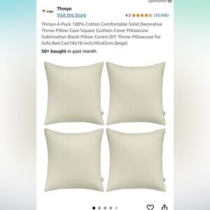 Thmyo Beige Throw Pillow Covers 4-Pack
